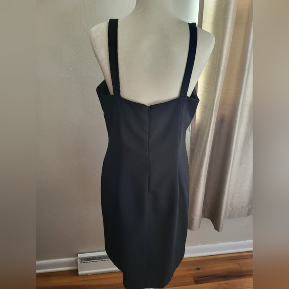 JR Nites by Caliendo 2 Piece Dress Knee Length Bolero Jacket Black Lace Rosette - Picture 10 of 12